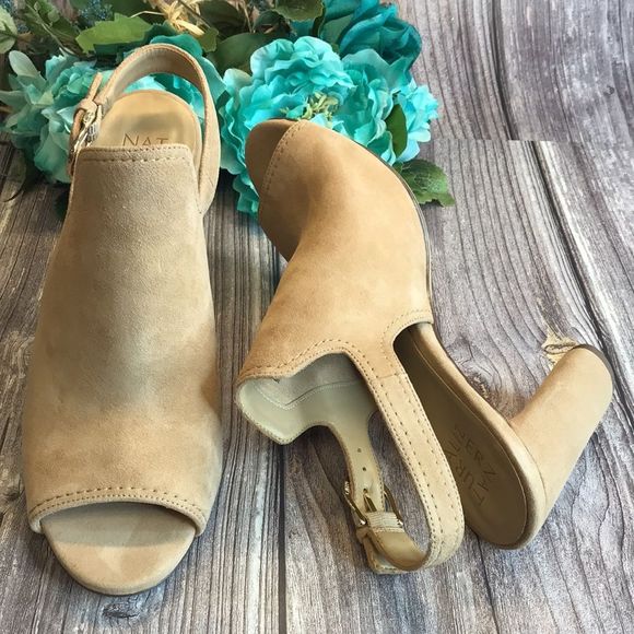 NATURALIZER Raquel Bamboo Tan Leather Slingbacks 10M - Picture 3 of 7